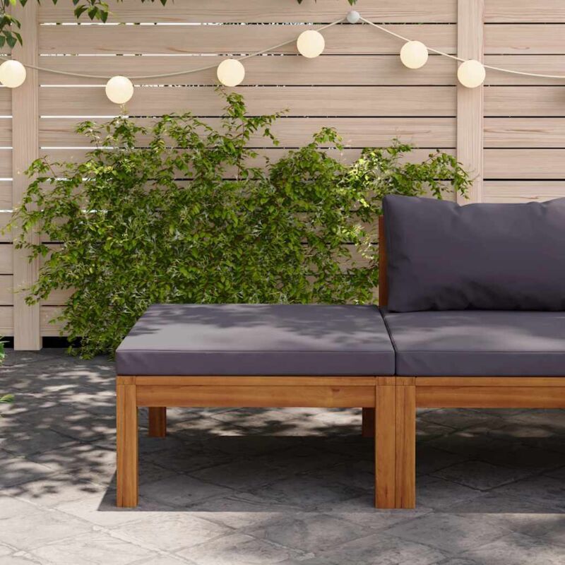 foto del prodotto poggiapiedi con cuscino grigio scuro in massello d acacia vidaxl
