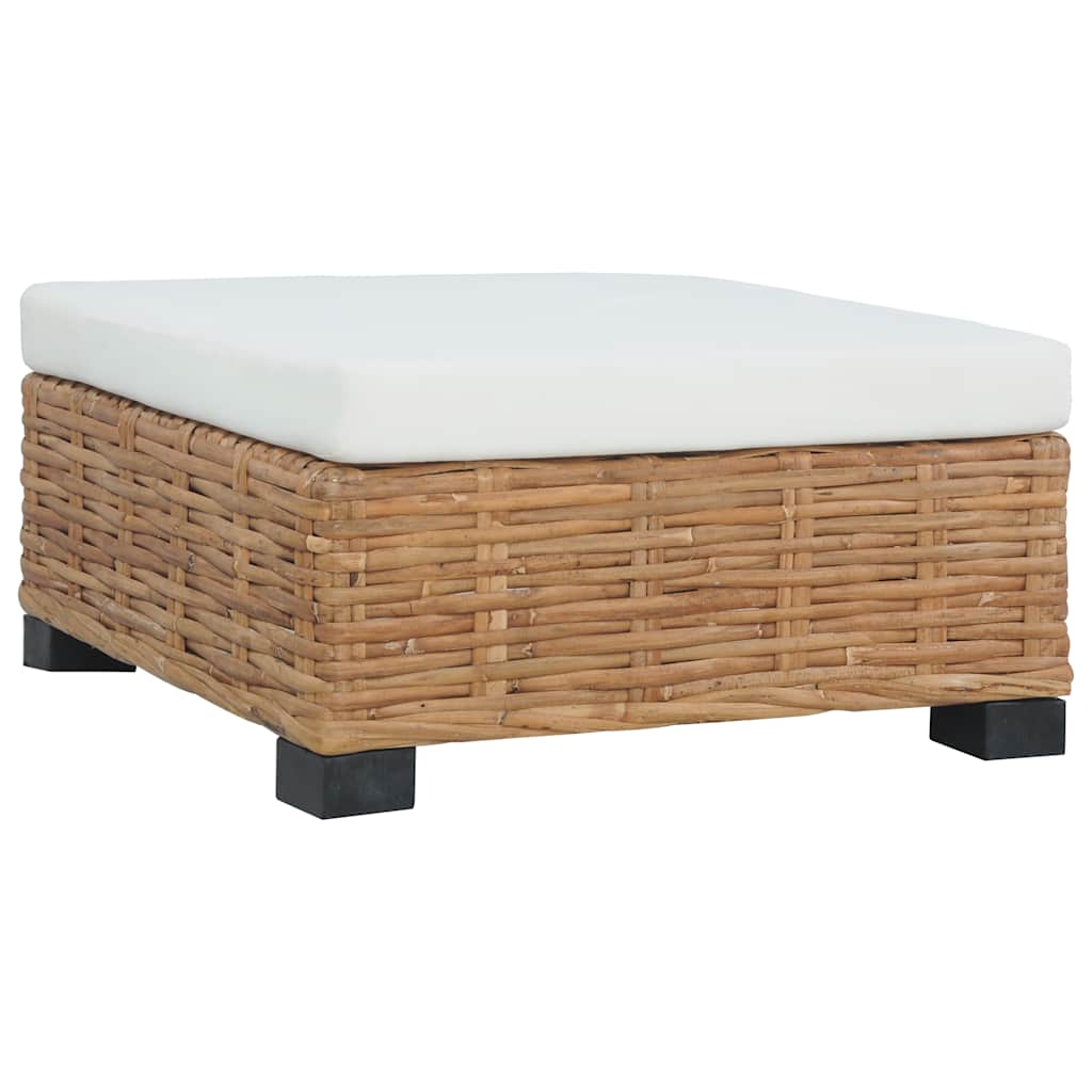 foto del prodotto poggiapiedi con cuscino in rattan naturale cod mxl 65438