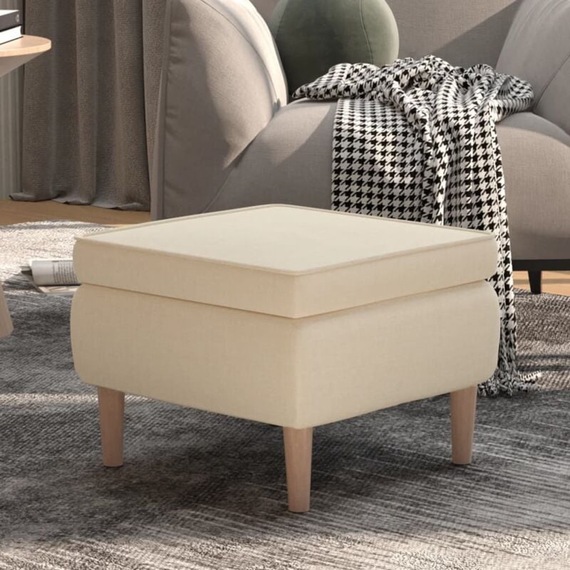 foto del prodotto poggiapiedi con gambe in legno crema in tessuto vidaxl