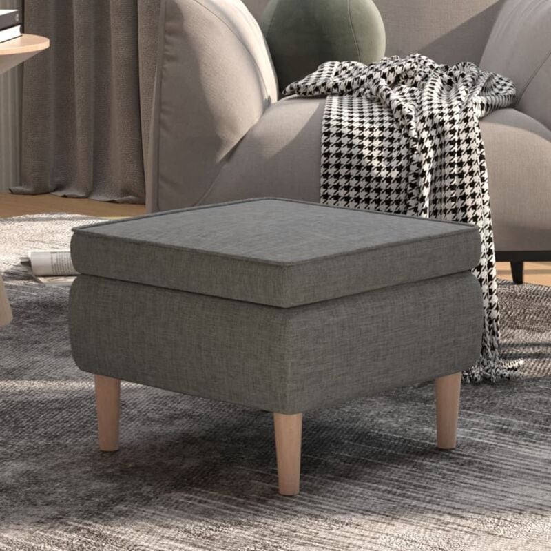 foto del prodotto poggiapiedi con gambe in legno grigio chiaro in tessuto vidaxl