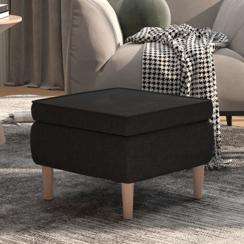 foto del prodotto poggiapiedi con gambe in legno nero in tessuto vidaxl