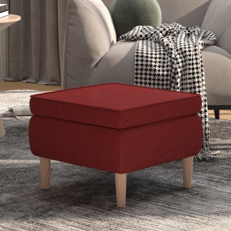 foto del prodotto poggiapiedi con gambe in legno rosso vino in tessuto vidaxl 911981