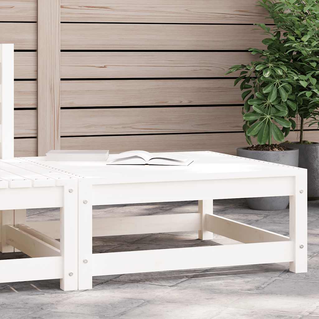 foto del prodotto poggiapiedi da giardino 70x70x30 cm legno massello pino bianco