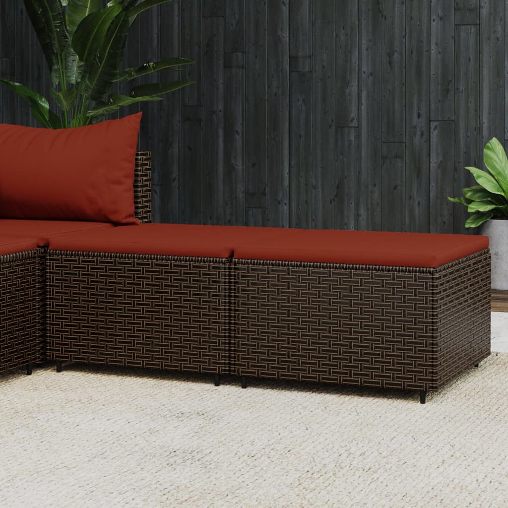 foto del prodotto poggiapiedi da giardino con cuscini 2 pz in polyrattan marronecod mxl 106109