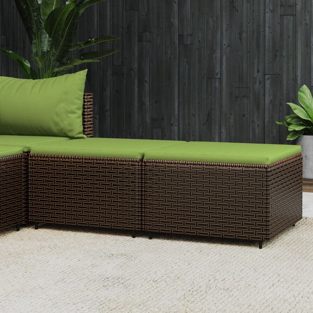 foto del prodotto poggiapiedi da giardino con cuscini 2 pz in polyrattan marronecod mxl 106121