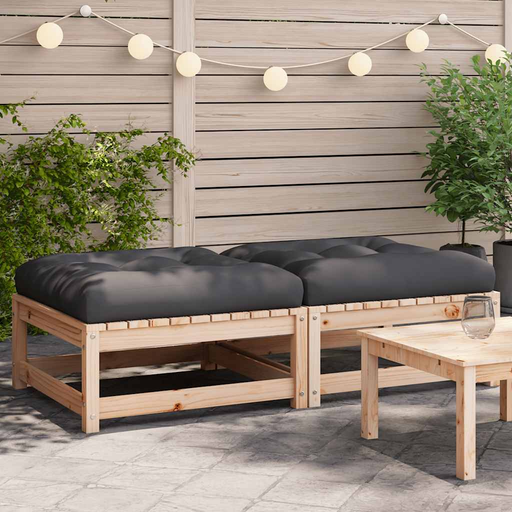 foto del prodotto poggiapiedi da giardino con cuscini 2 pz legno massello di pinocod mxl 134489