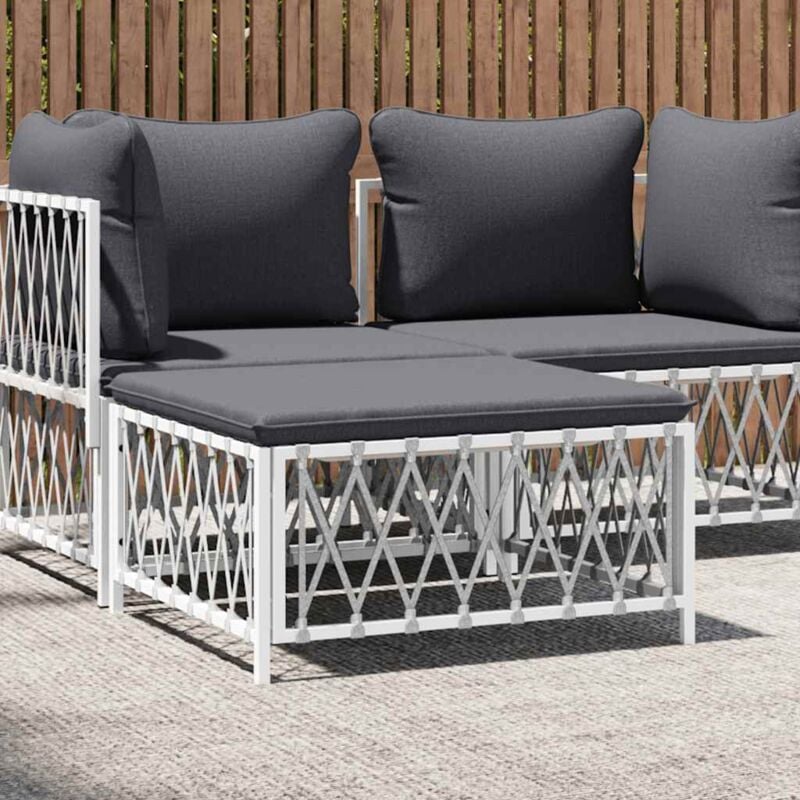 foto del prodotto poggiapiedi da giardino con cuscino bianco tessuto intrecciato vidaxl