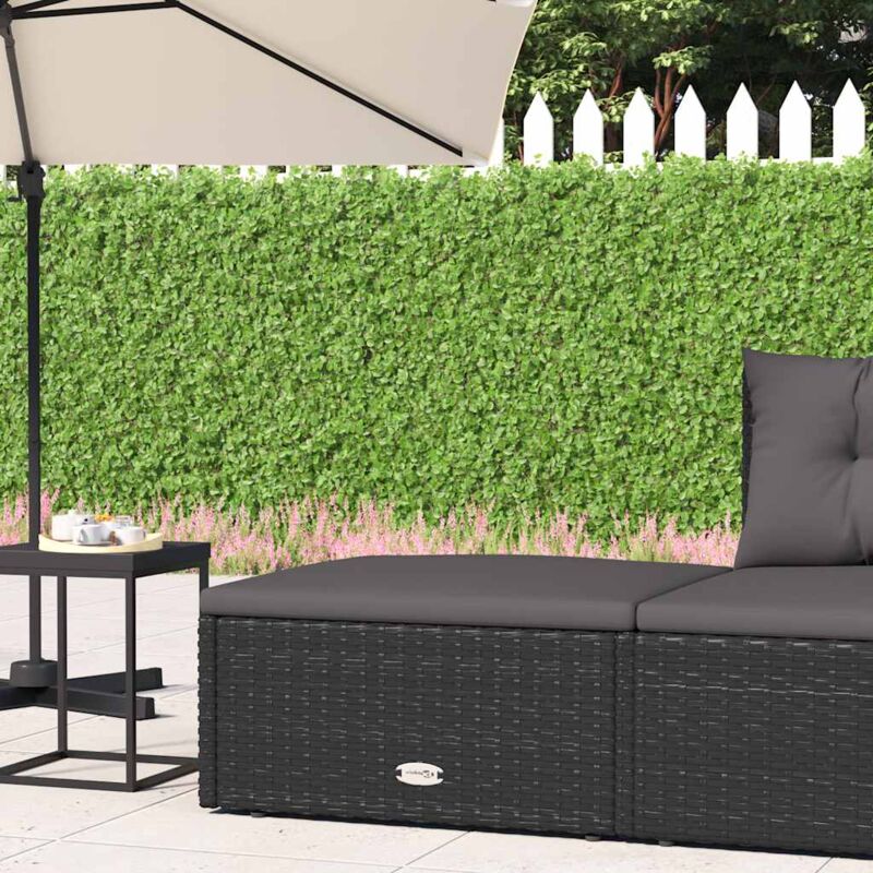 foto del prodotto poggiapiedi da giardino con cuscino in polyrattan nero vidaxl