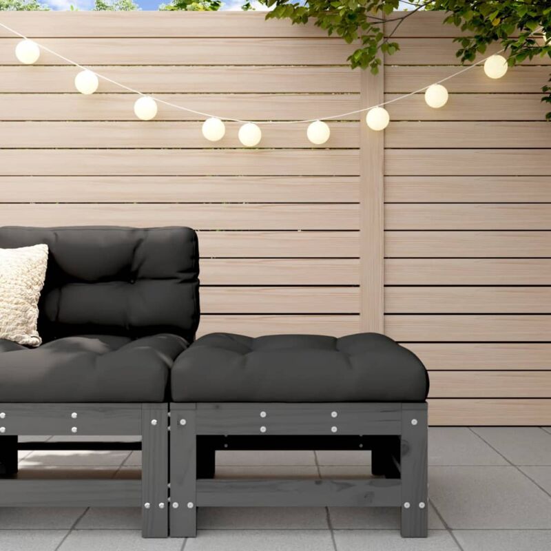 foto del prodotto poggiapiedi da giardino con cuscino legno massello pino grigio vidaxl