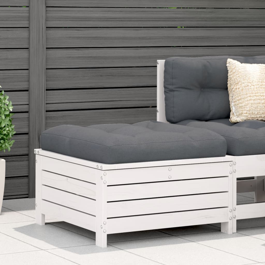 foto del prodotto poggiapiedi giardino bianco 62x63,5x32 cm legno massello pino