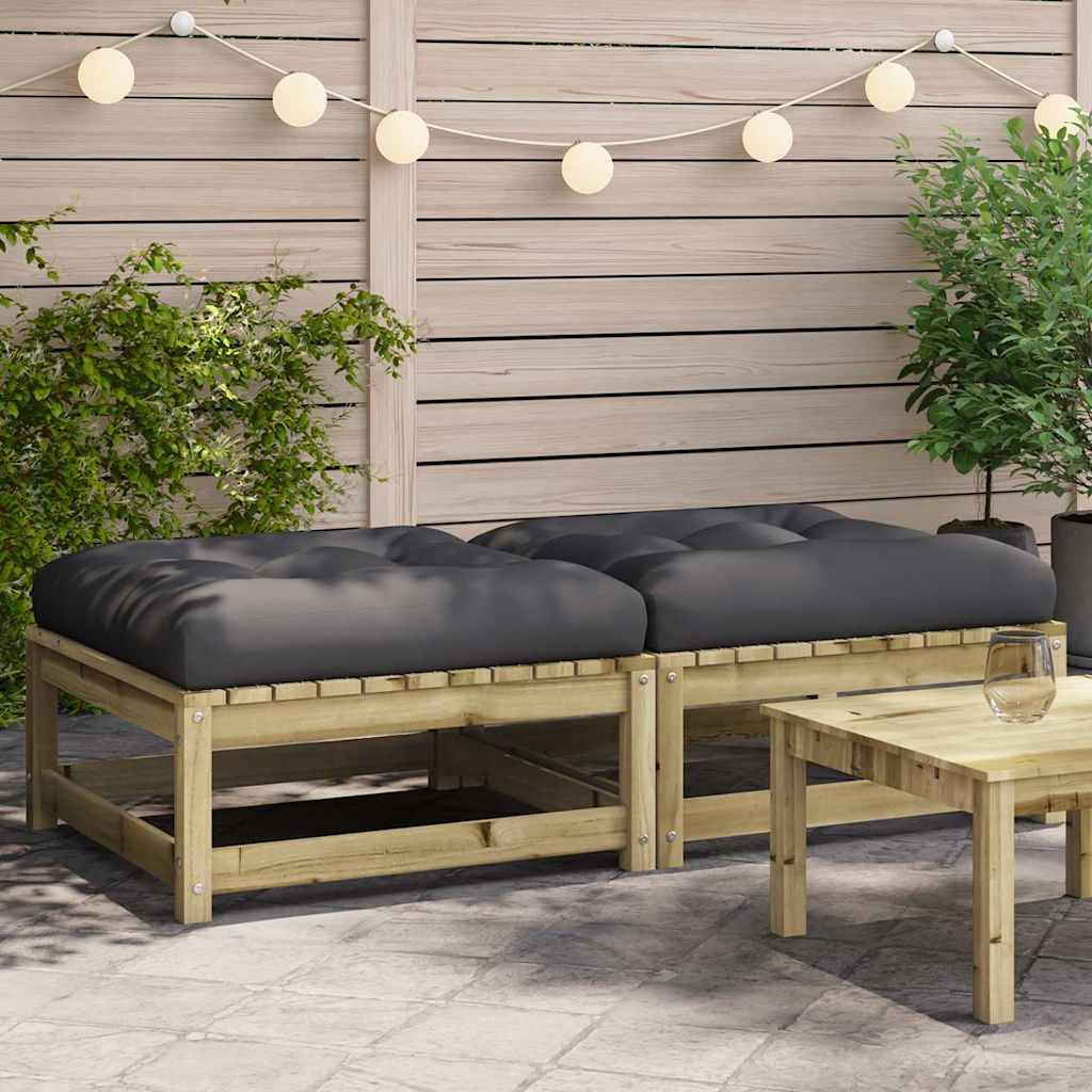 foto del prodotto poggiapiedi giardino con cuscini 2pz legno impregnato di pinocod mxl 134490
