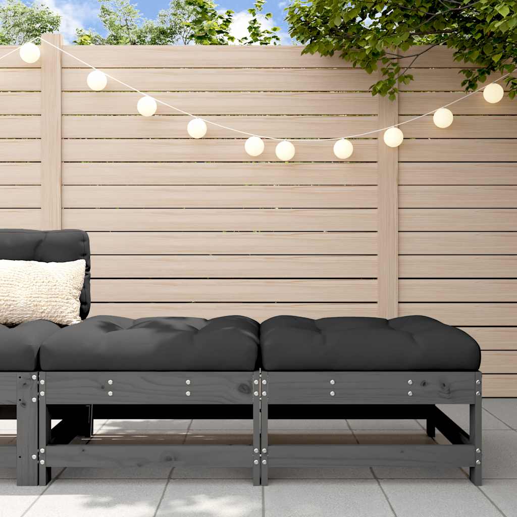 foto del prodotto poggiapiedi giardino con cuscini 2pz legno massello pino grigiocod mxl 131068