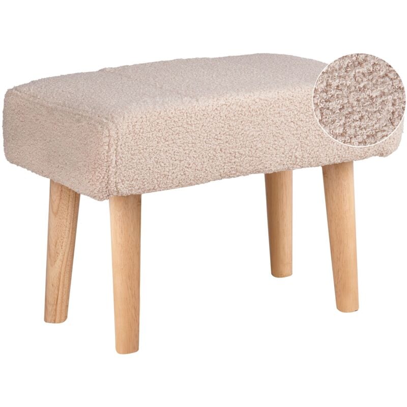 foto del prodotto poggiapiedi in cotone beige con gambe in legno takoma