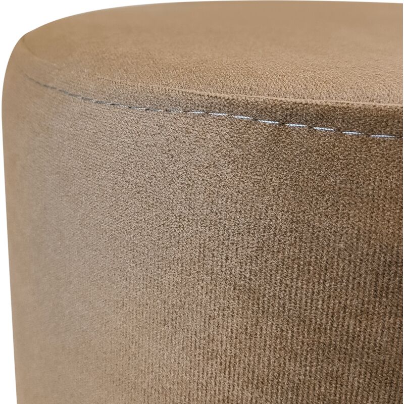 foto del prodotto poggiapiedi marrone, poggiapiedi circolare alto 27 cm pouf in pelle scamosciata impermeabile, piedi in legno
