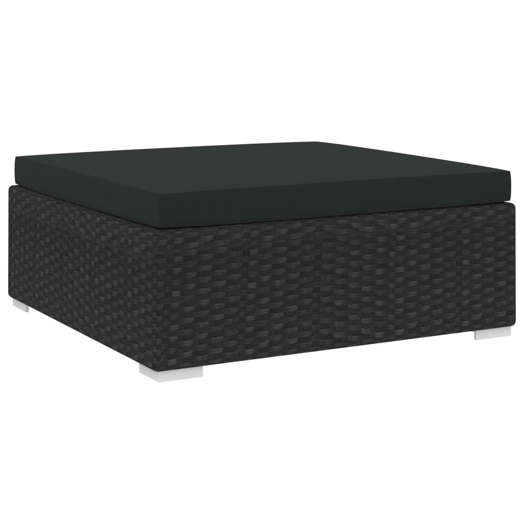 foto del prodotto poggiapiedi modulare 1 pz con cuscino in polyrattan nero cod mxl 63917