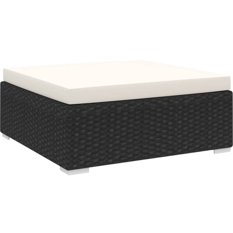 foto del prodotto poggiapiedi modulare 1 pz con cuscino in polyrattan nero vidaxl