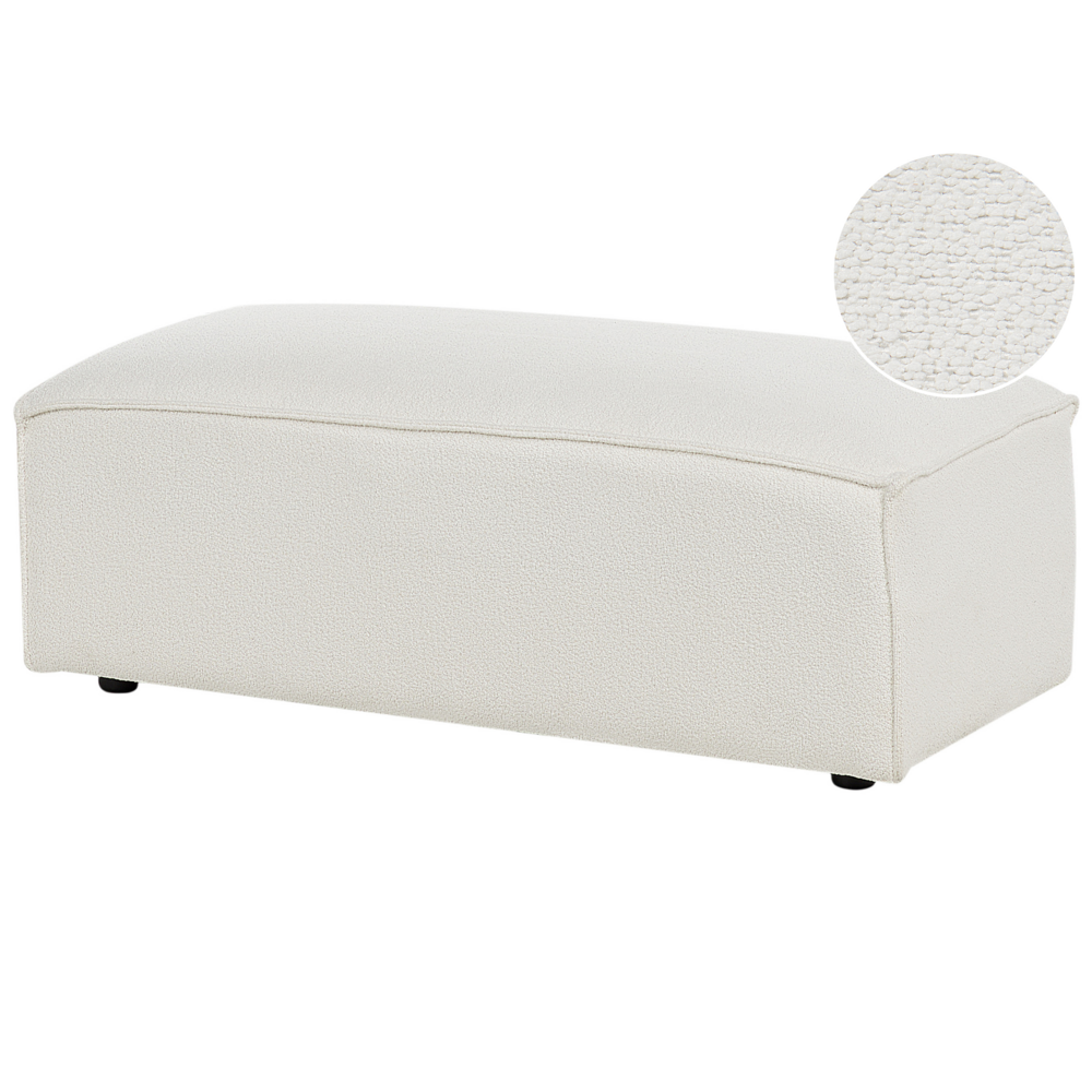 foto del prodotto poggiapiedi ottomana pouf in stile minimalista ottomana bianca con rivestimento in boucle