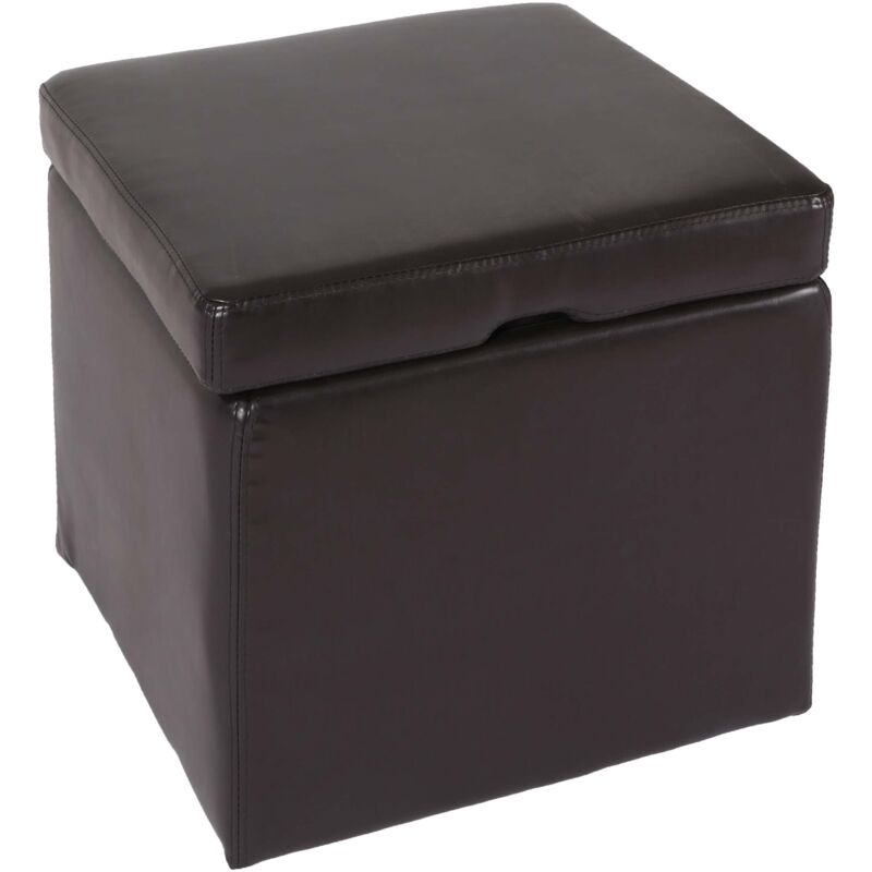 foto del prodotto poggiapiedi pouf contenitore sgabello elegante onex pelle 44x44x45cm mvg marrone