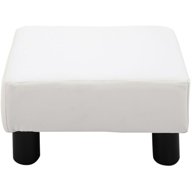 foto del prodotto poggiapiedi rettangolare rivestito in finta pelle bianca 40x30x24 cm homcom