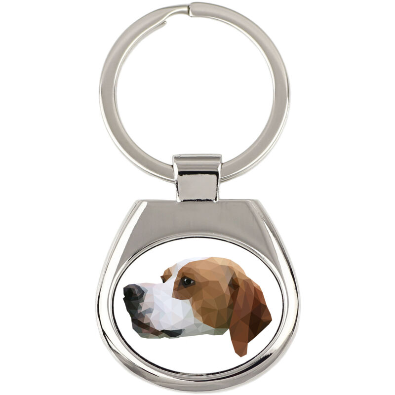 foto del prodotto pointer portachiavi geometrico con foto e scritta art dog