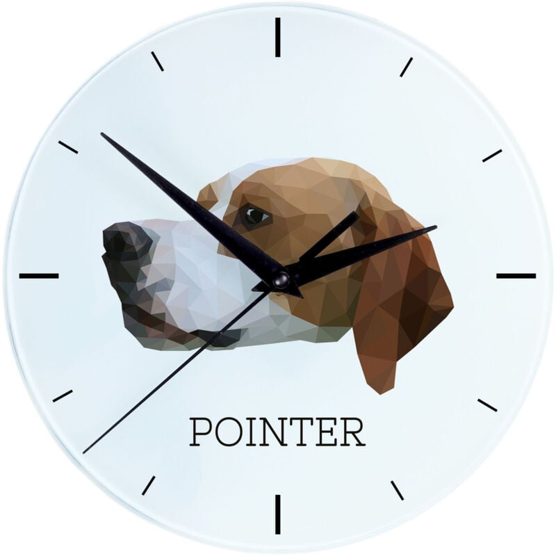 foto del prodotto pointer un orologio da parete geometrico con una foto e una scritta di art dog