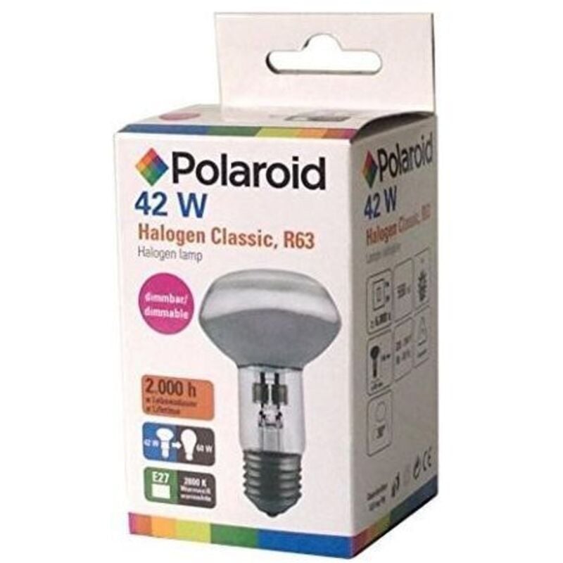 foto del prodotto polaroid lampada alogena e27 faretto r63 42w-300lm 60w 2800k