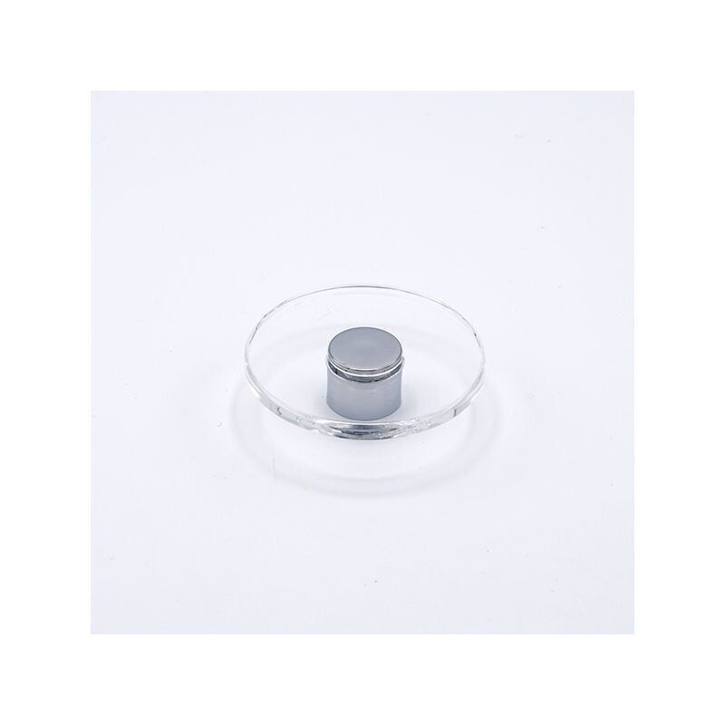 foto del prodotto polideas pomolo trasparente rotondo con tappo effetto cromato lucido 65x20mm 440 geo
