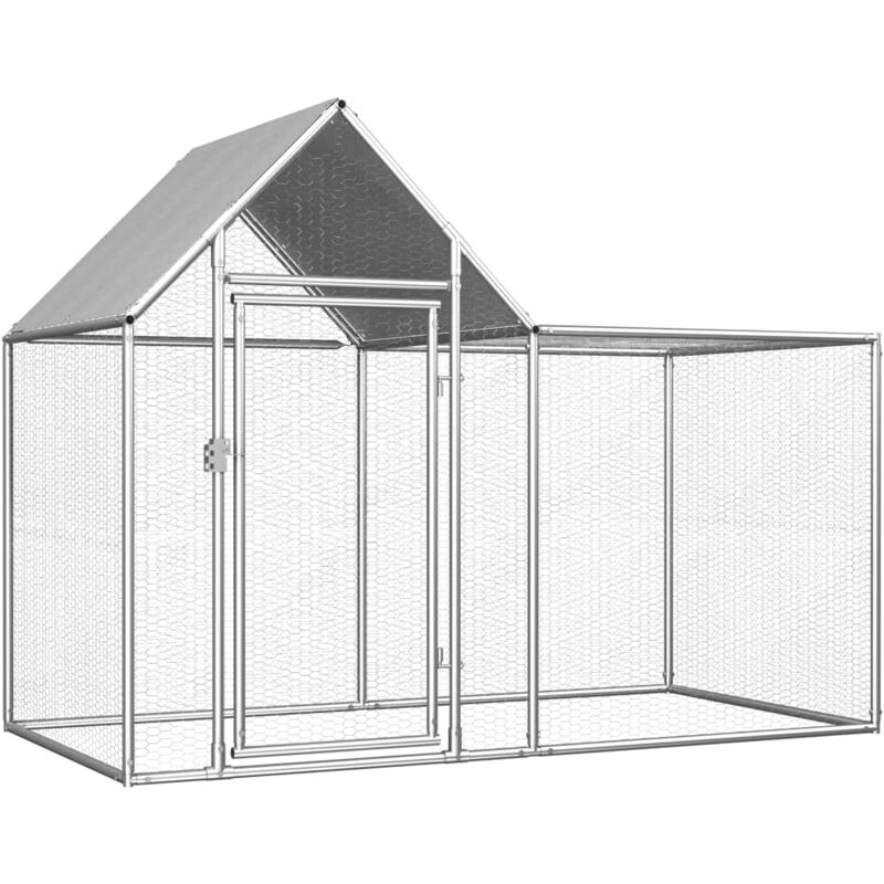 foto del prodotto pollaio 2 x 1 x 1,5 m, tetto resistente all acqua in acciaio zincato