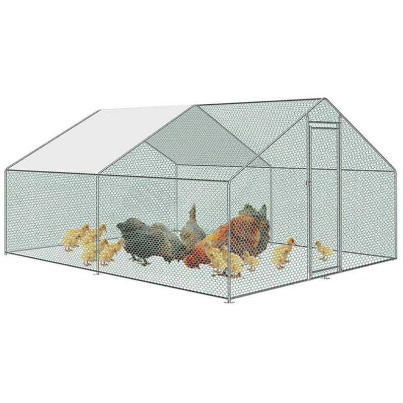 foto del prodotto pollaio 3x4x2m recinto esterno con serratura recinto esterno gabbia per animali di piccola taglia in acciaio zincato randaco