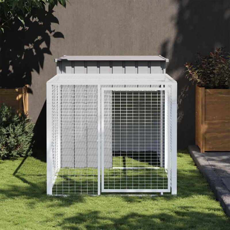 foto del prodotto pollaio area corsa grigio chiaro 110x201x110 cm acciaio zincato vidaxl