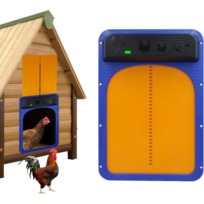foto del prodotto pollaio automatico rosvola solare, porta automatica per pollaio solare, sportello per pollaio, porta per pollaio con sensore di luce, apri chiudi