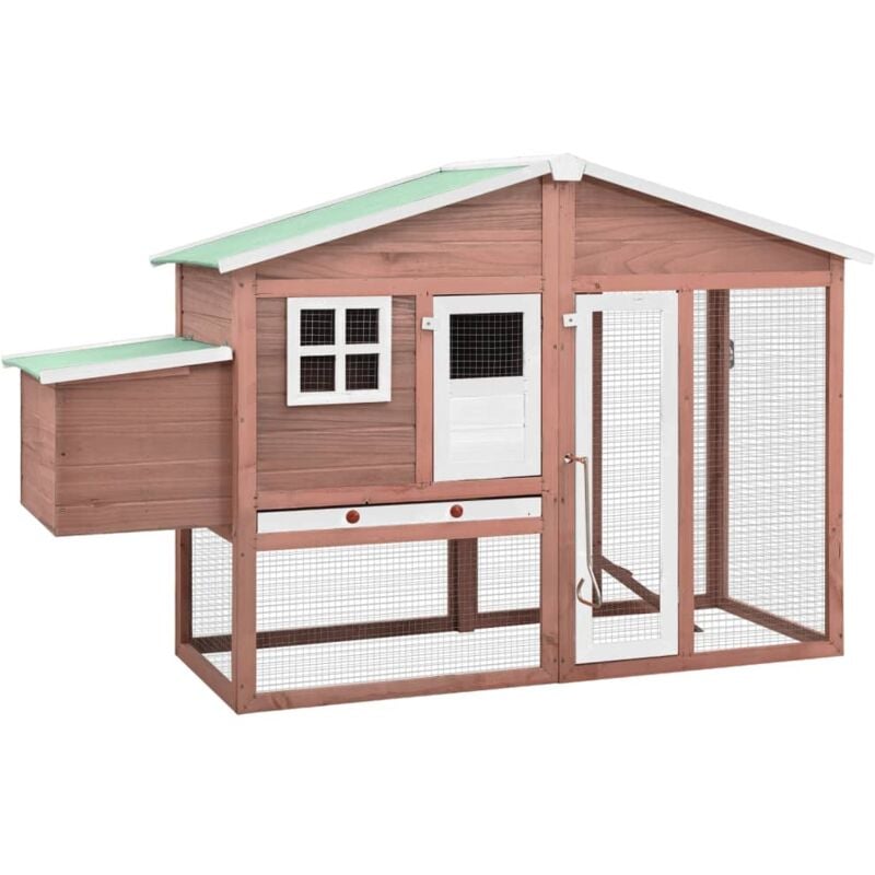 foto del prodotto pollaio con casetta nidificazione mocha e bianco in legno abete vidaxl 469665