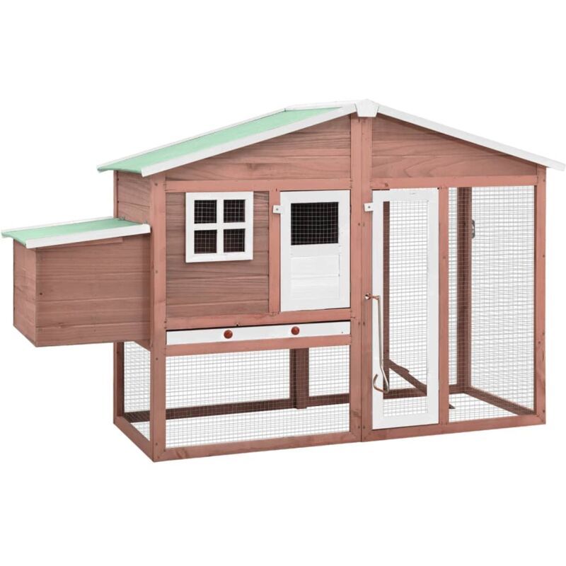 foto del prodotto pollaio con casetta nidificazione mocha e bianco in legno abete - vidaxl