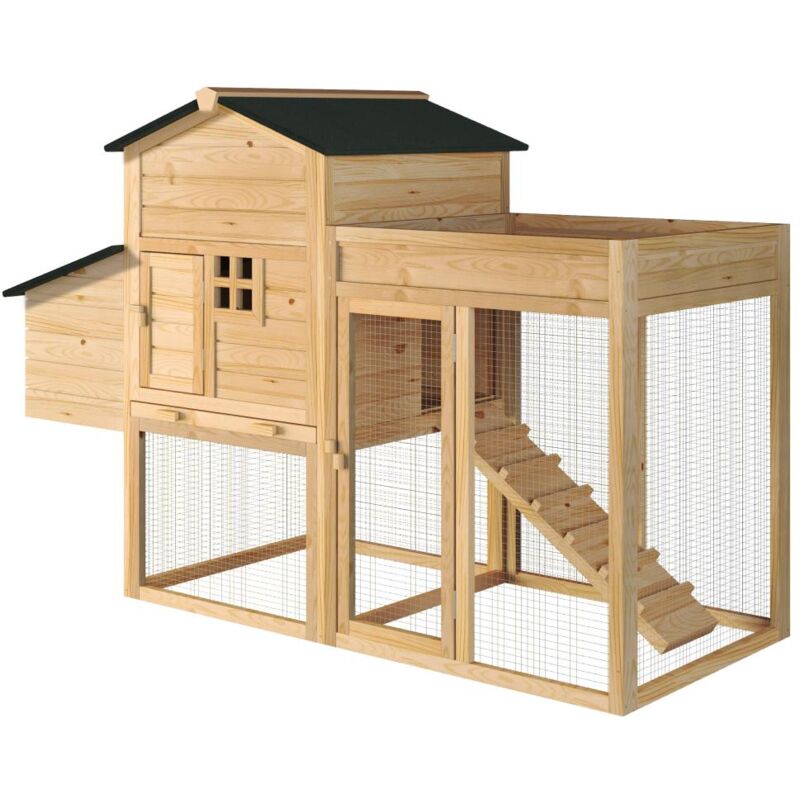 foto del prodotto pollaio con recinto e orto 4 galline l. 168 x p. 64 x h. 109 cm naturale campora