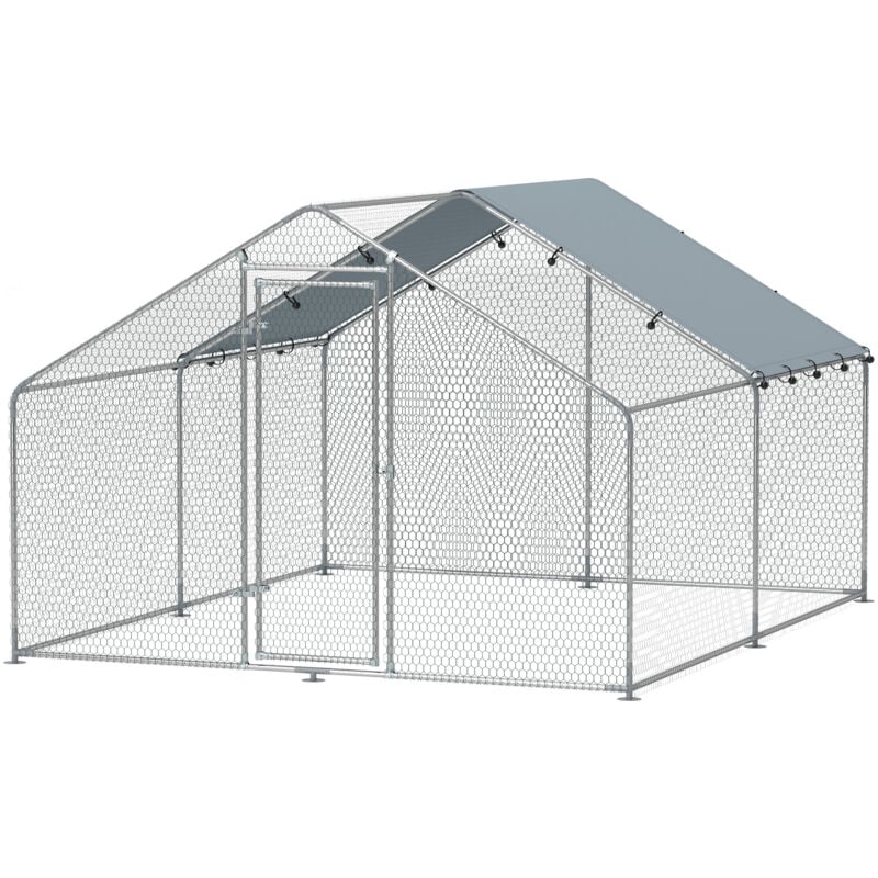 foto del prodotto pollaio da 10.2m per 10 15 galline con tetto impermeabile argento pawhut