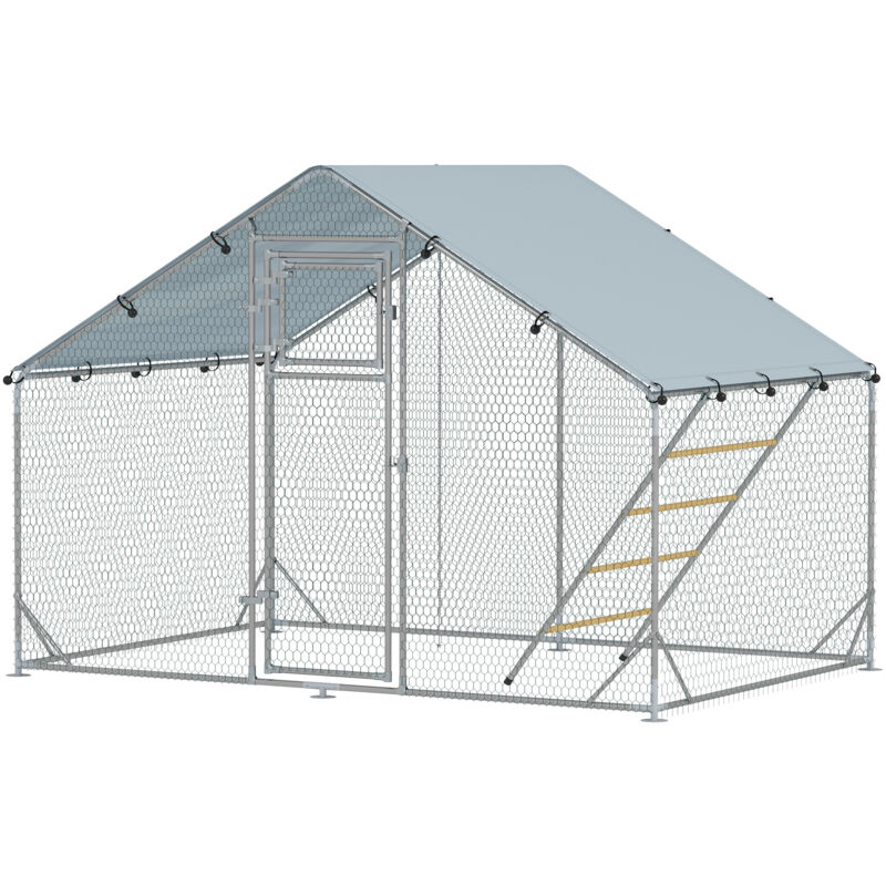 foto del prodotto pollaio da 6 m per 6 8 galline, tetto, posatoio e mangiatoia, 3x2x1.9 m pawhut