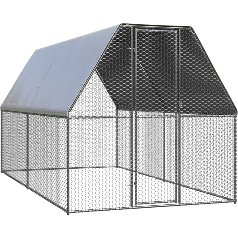 foto del prodotto pollaio da esterno 2 x 4 x 2 m, tetto in acciaio zincato resistente all acqua