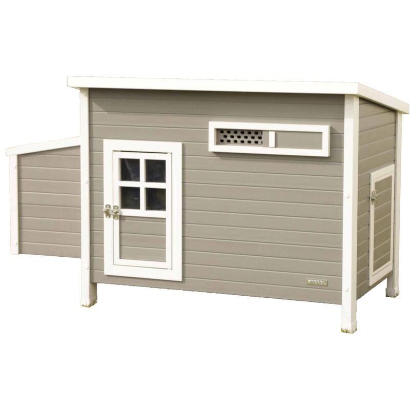 foto del prodotto pollaio eco barney in plastica 137x73x83 cm grigio e bianco kerbl