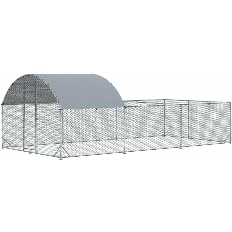 foto del prodotto pollaio gabbia per galline da esterno 570x280 cm in acciaio grigio argento