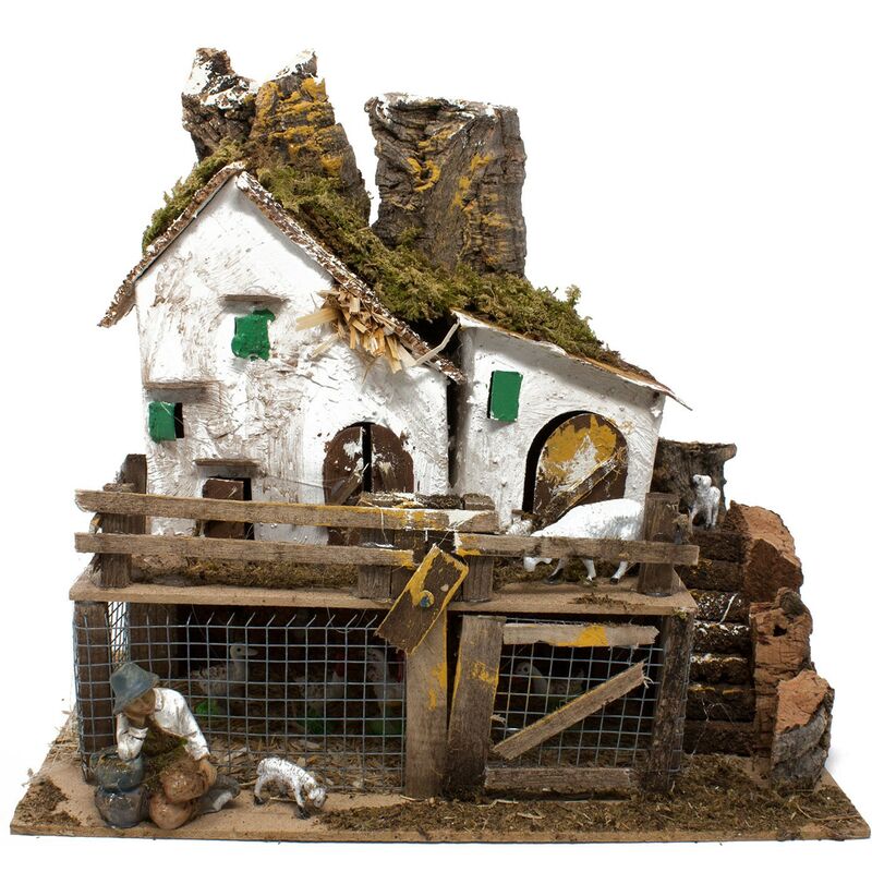 foto del prodotto pollaio illuminato con galline e pastore 28x15 cm 85415