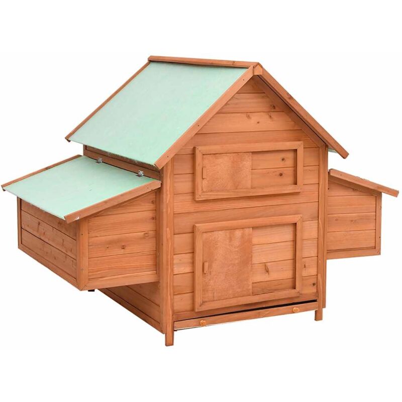 foto del prodotto pollaio in legno massello di abete da esterno 152x96x110cm vari colori colore marrone