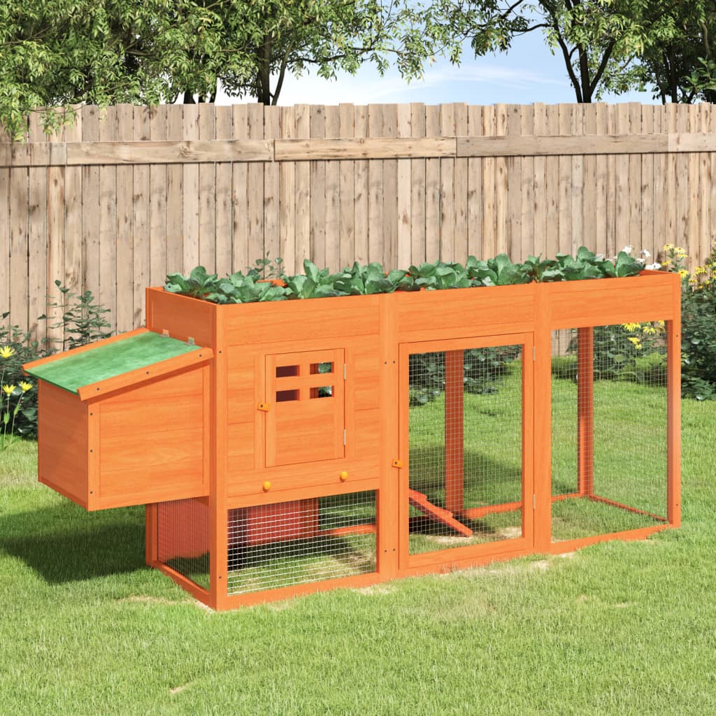 foto del prodotto pollaio marrone 204x50x84 cm in legno massello di pinocod mxl 70309