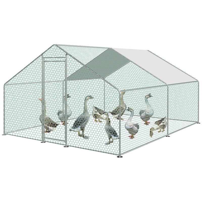 foto del prodotto pollaio pollaio zincato gabbia per conigli 3x4x2m gabbia per pollaio tetto in pe randaco