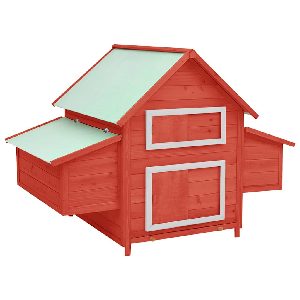 foto del prodotto pollaio rosso e bianco 152x96x110 cm in legno massello di abete cod mxl 50268