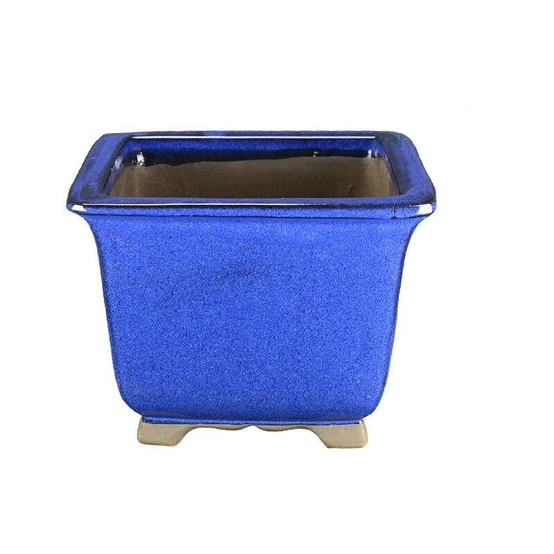 foto del prodotto pollice verde vaso bonsai quadrato smaltato blu 27 cm