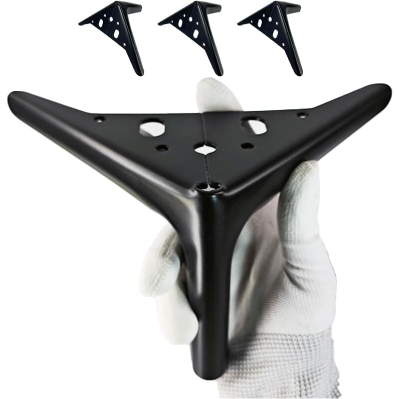 foto del prodotto pollici circa 10,2 cm gambe per mobili in metallo spazzolato nero per armadietto, cassettiera, divano, sedia, tavolo, letto, 4 pezzi fai da te