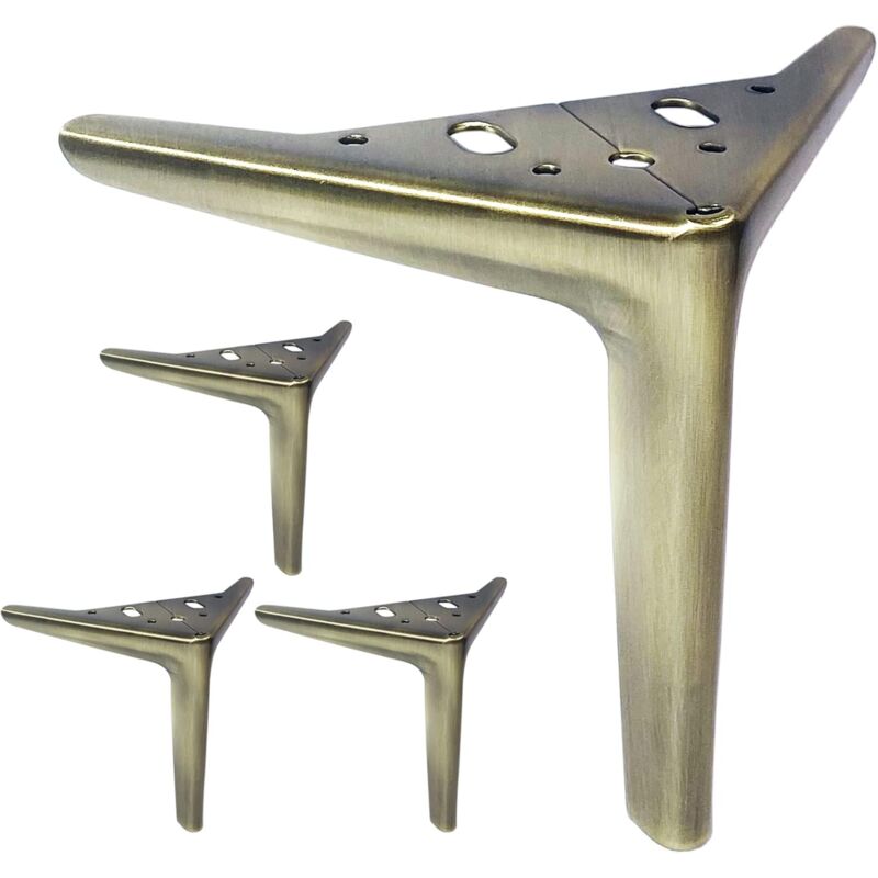foto del prodotto pollici circa 15,2 cm gambe per mobili in ottone anticato per armadio, divano, tavolo, sedia, letto, 4 pezzi, staffa in metallo, gambe moderne di