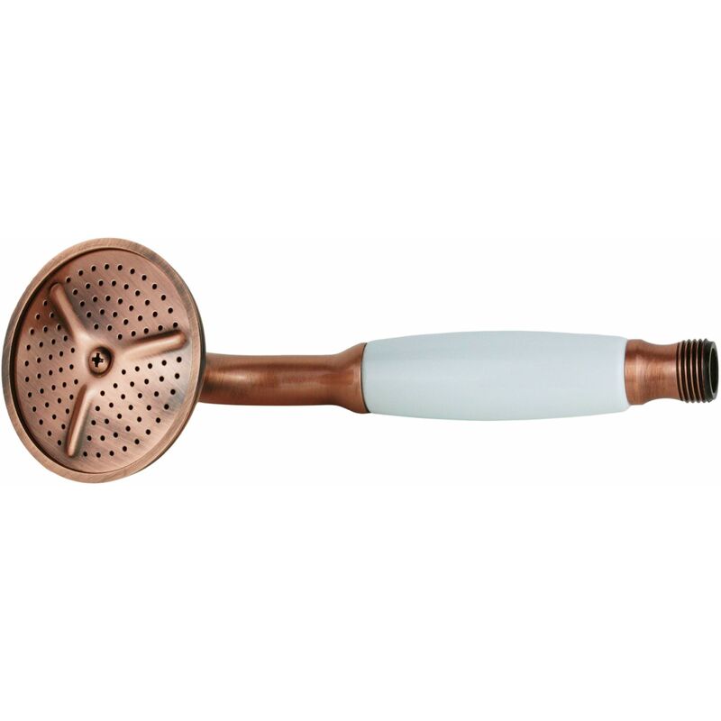 foto del prodotto pollini acqua design doccetta in ottone colore rame con impugnatura bianca niky doc2300.b.d.ra.s rame