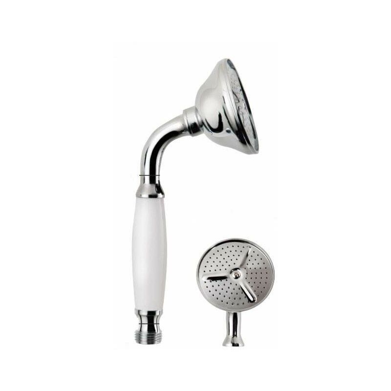 foto del prodotto pollini acqua design doccetta in ottone con impugnatura bianca niky doc2300.b.d cromo
