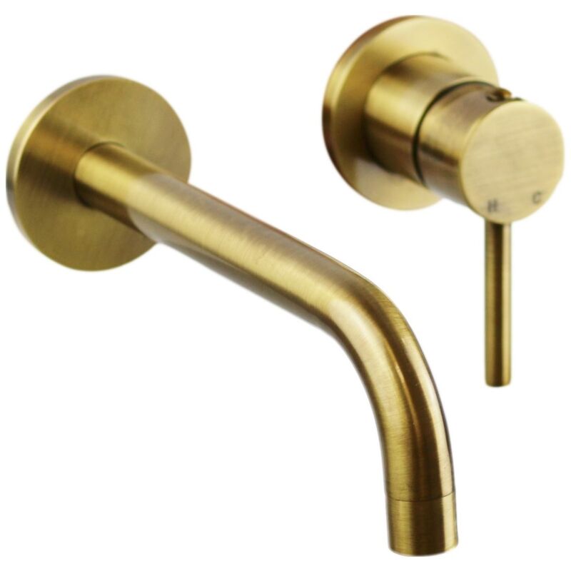 foto del prodotto pollini acqua design - miscelatore lavabo a parete in colore bronzo linea moderna pollini jessy mxlimcmmcoa bronzo